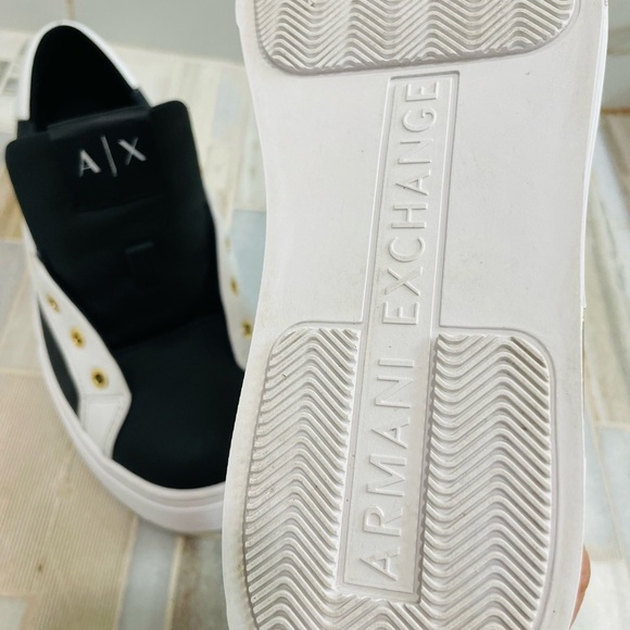 AX Armani Exchange XDX027XCC14 Black and White Sneakers with Gold Accents 7M - Picture 7 of 15